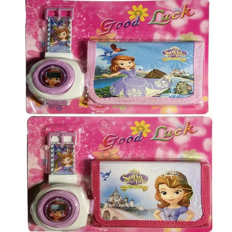 Ensemble de montres de projection de dessin animé pour enfants, portefeuille SpidSuffolk, montre jouet princesse de glace, voiture, enfants, fille,