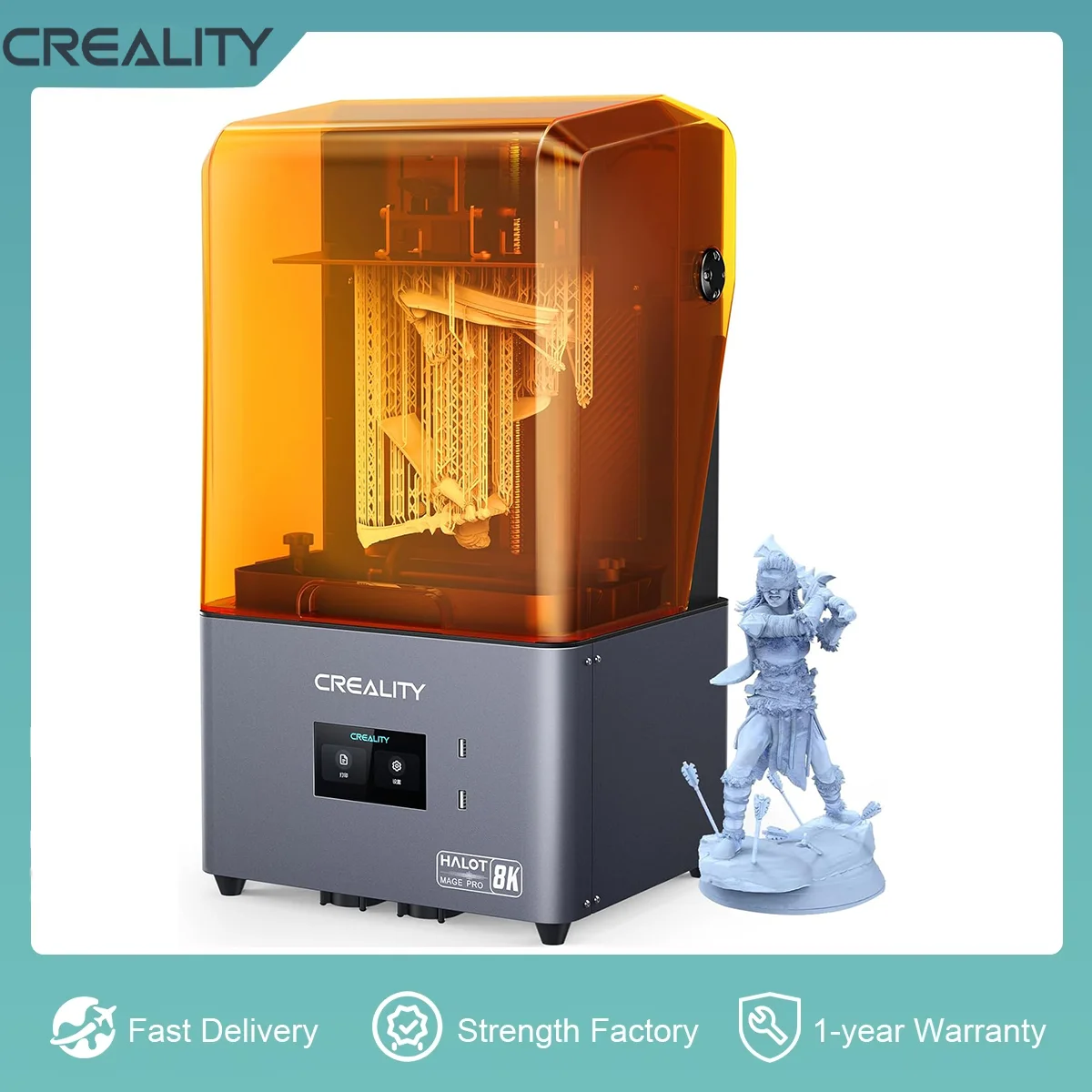 Creality 3D HALOT MAGE Pro Resin 8K 3D Printer with Smart Resin Pump 10.3“ Monochrome Screen 170mm/h Printing Speed Windows/Mac