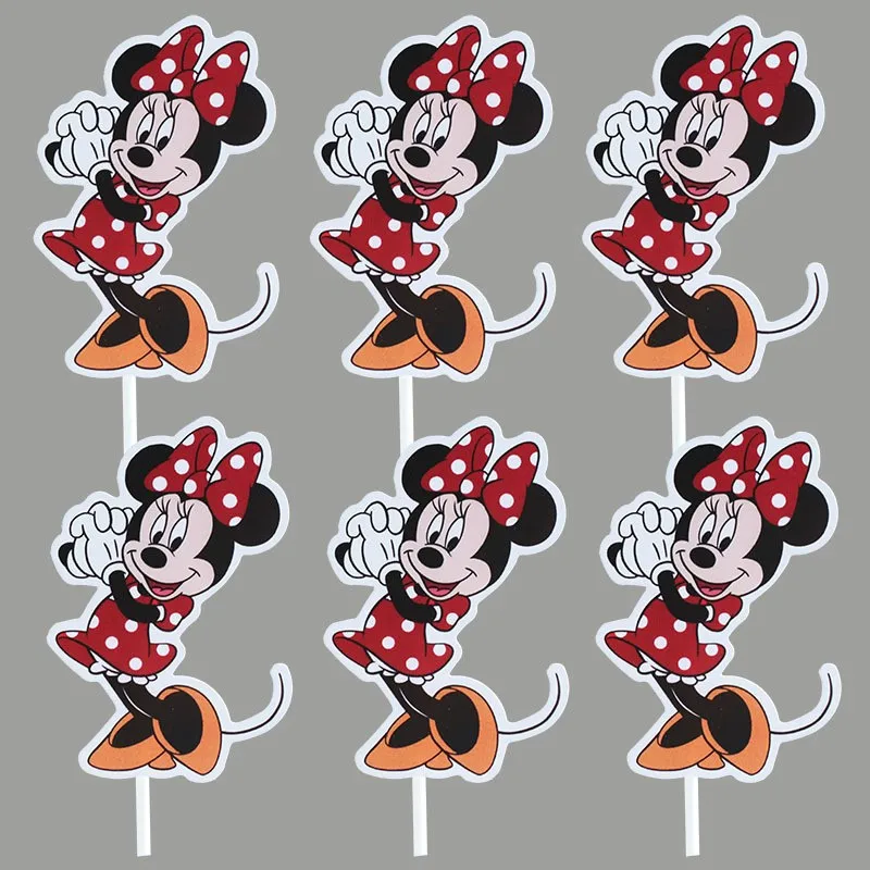 5 pieces/set of anime, Disney red and black themed Mickey and Minnie plugins, birthday party cake decoration