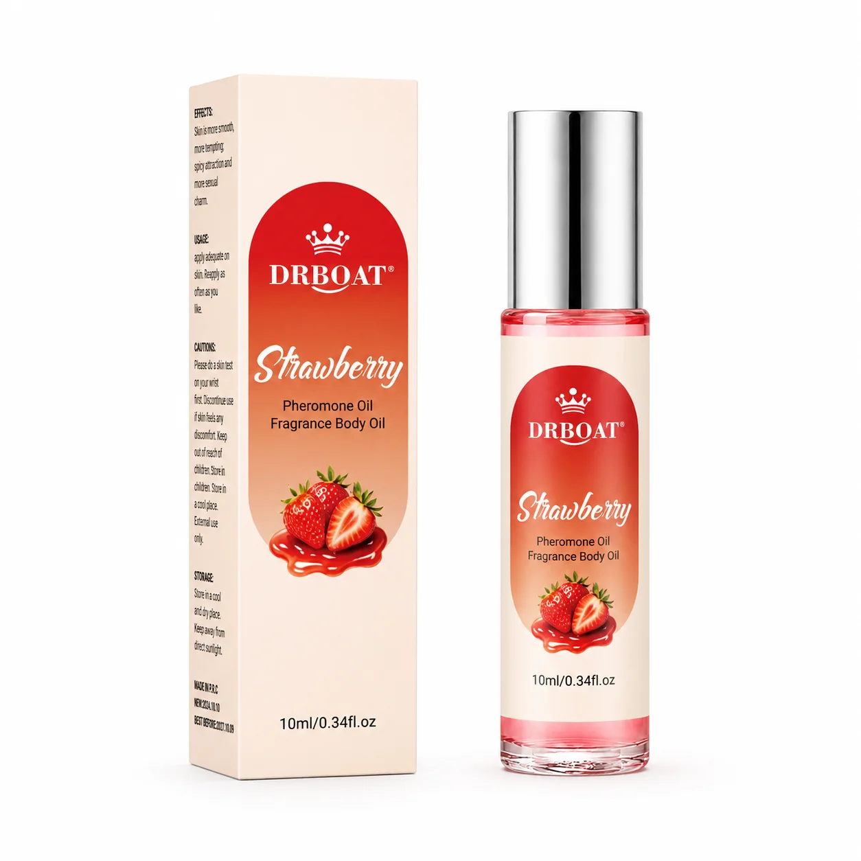 10ML Roll‑On Pheromone Oil - Portable Perfume Oil,Sweet Strawberry Gourmand Foody Scent Eau de Toilette for Traveling or Dating