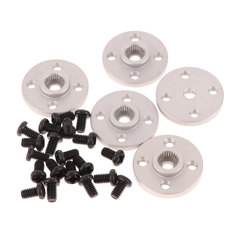 5 juegos de brazo Servo de aleación de aluminio 25T, Stent de disco de engranaje de dirección redondo para conector de Motor de coche Robot MG995/MG996R RC