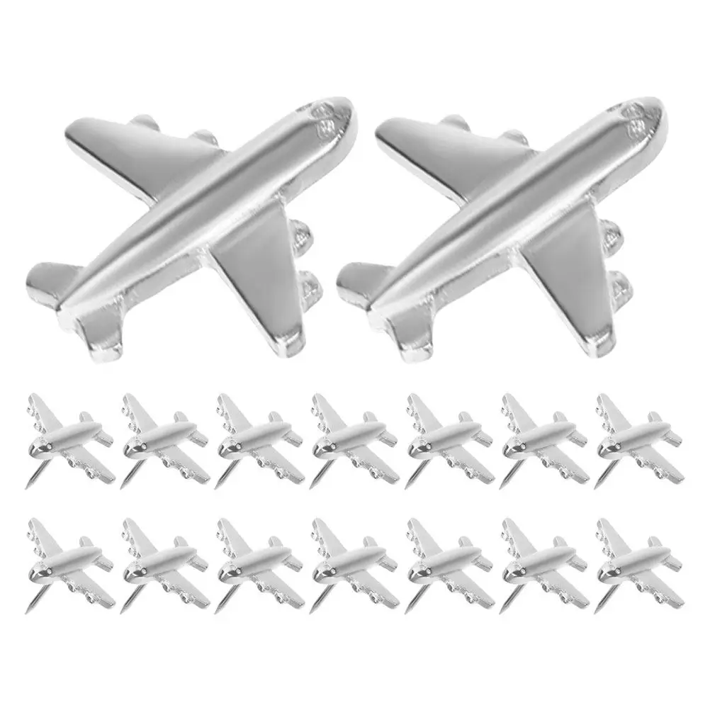 

24 шт. металлических кнопок-гвоздиков в форме самолетов, многоразовые кнопки для досок объявлений, фотографий, карт, заметок, декоративные кнопки-гвоздики в форме самолетов