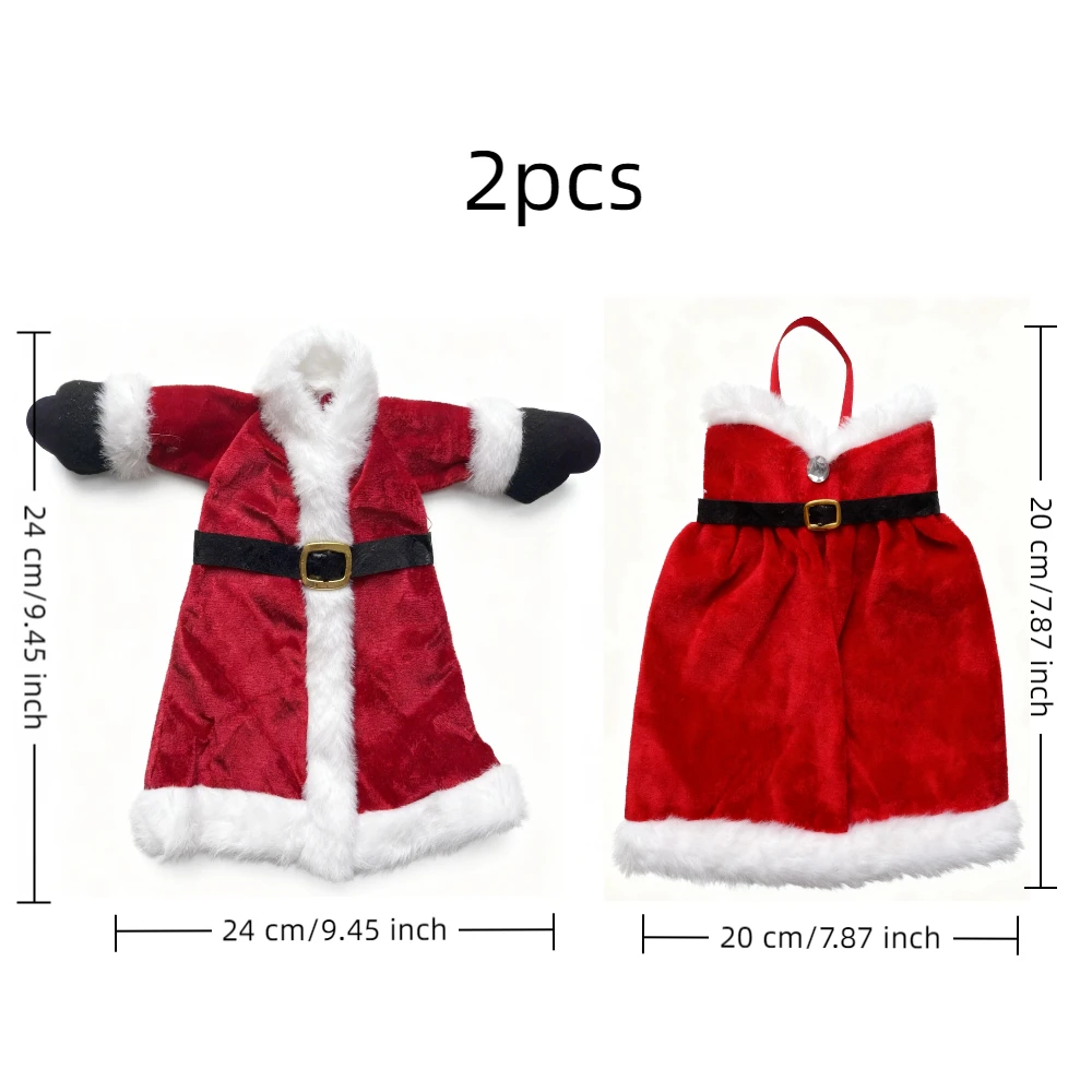 2pcs Christmas New Year Decorations Skirt Dress Wine Bottle Set Creative Christmas Red Wine Set Home Dining Table Decoration
