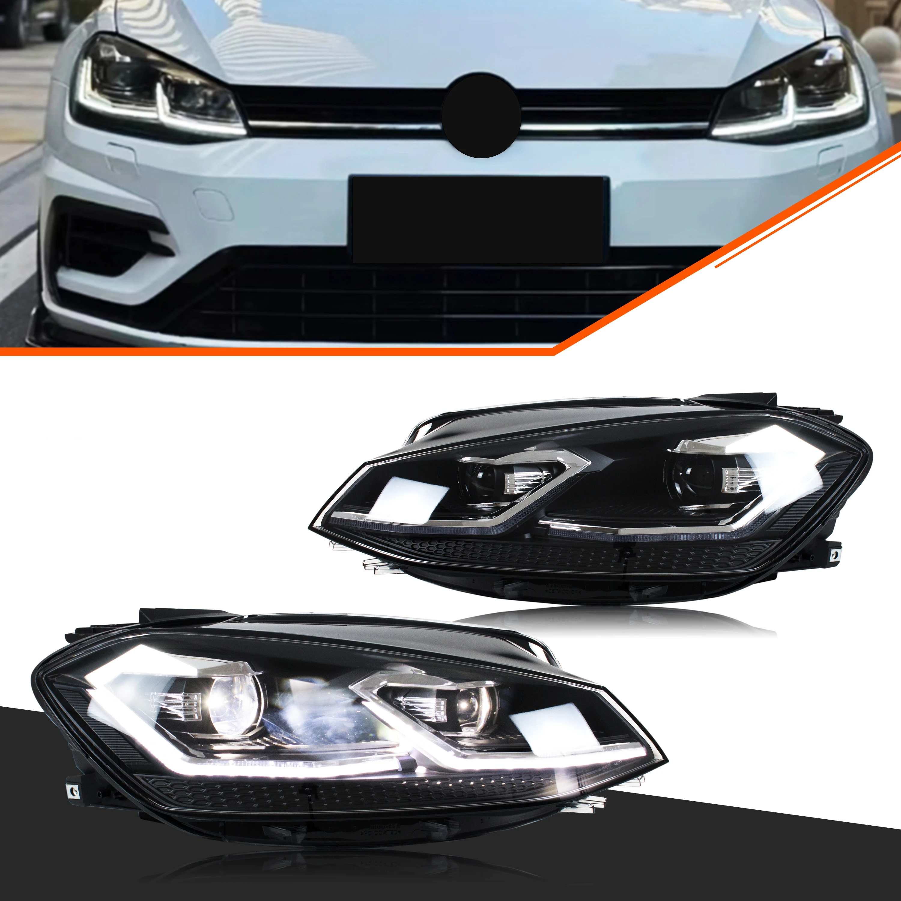 LED koplampen voor Volkswagen VW Golf 7.5 MK7.5 VII 2018-2021 TDI TSI projector koplampunit [Niet geschikt voor GIT/GTD/GTE]