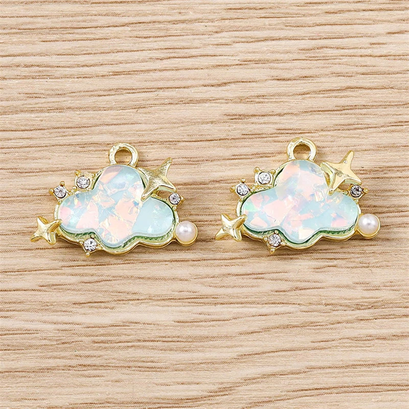 5 Stück 20 x 15 mm niedliche bunte Kristallwolken Charms Anhänger für Schmuckherstellung Tropfen Ohrringe Halsketten Armbänder Zubehör Geschenke – Detail 4