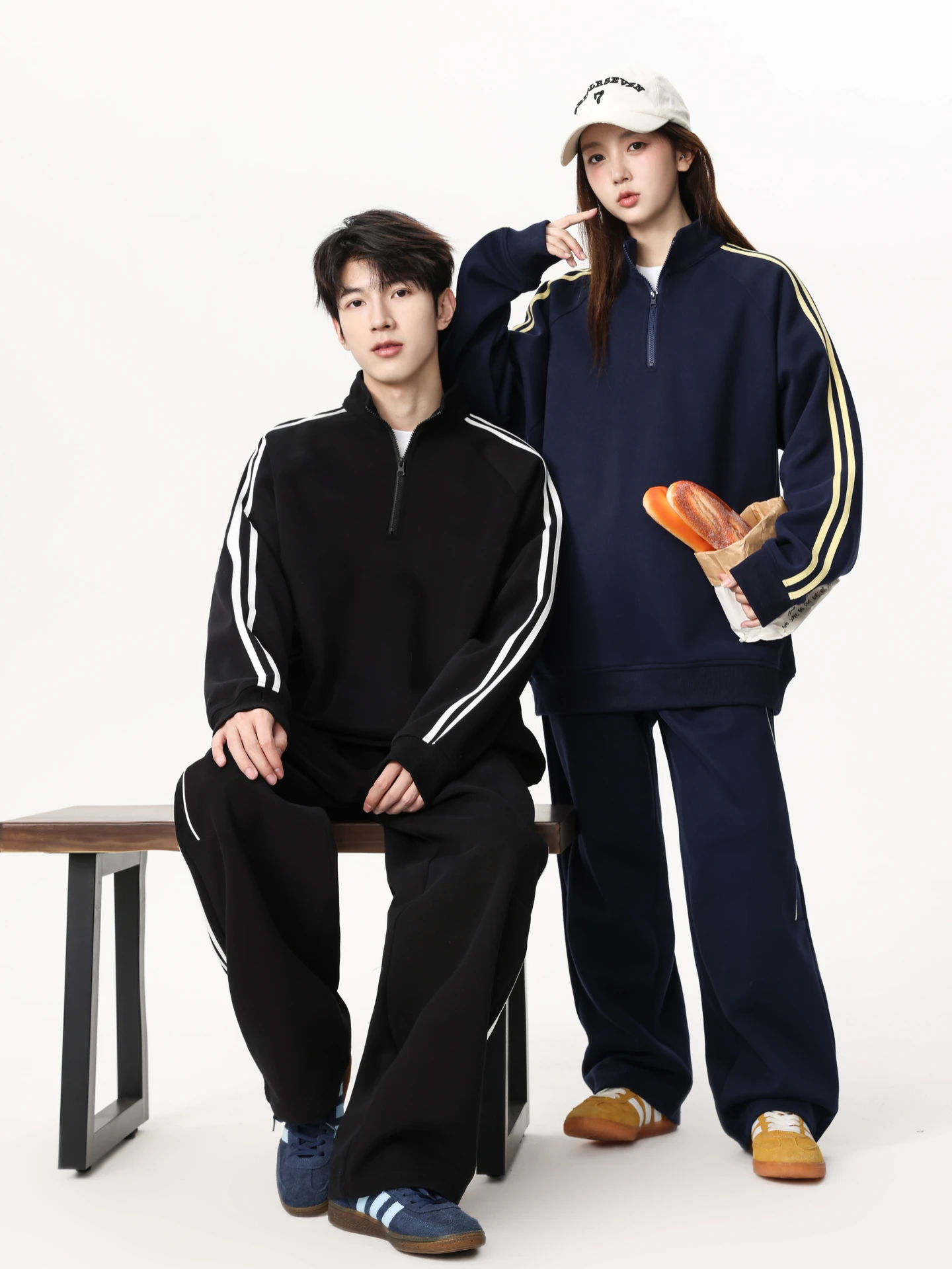 

Spor f-Zip Hoodie And Pants Set for Men And Women Casual Match All Seasons Polyester Fiber Long Sve Long Pants