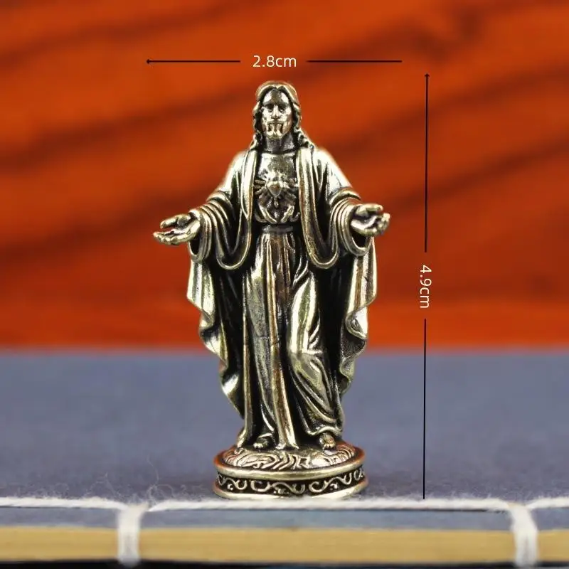 Handgefertigte Messing-Gottstatue im Vintage-Stil Kupferfigur für Desktop-Heimdekoration Künstlerische Religiöse Skulptur