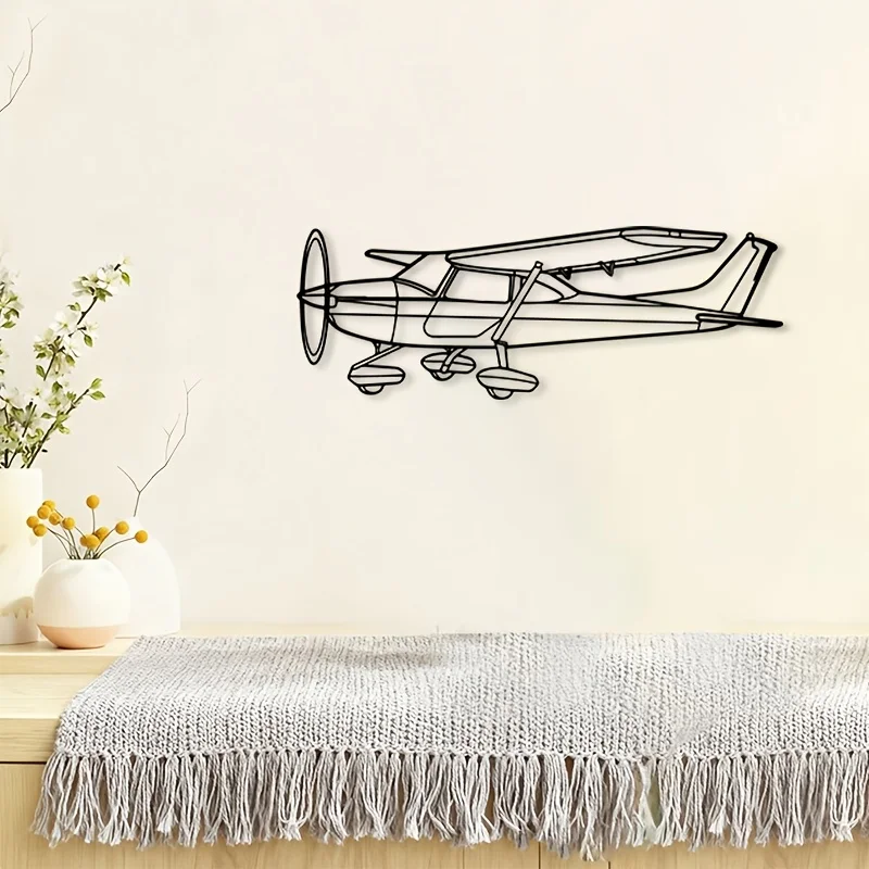 CIFBUY Metal Airplane Wall Decor Rustic Aviation Lover Gift Modern Industrial Art for Living Room Outdoor Halloween Decor