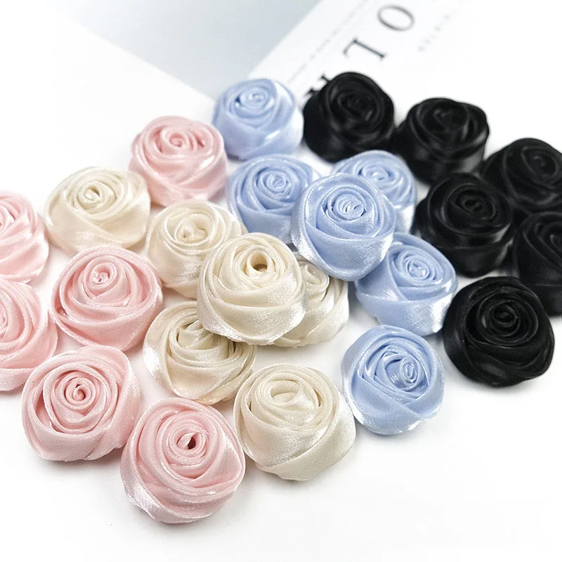 10 PCS 3cm High-end satin rose flower handmade diy hairpin corsage headdress wedding accessories hat clothing accessories