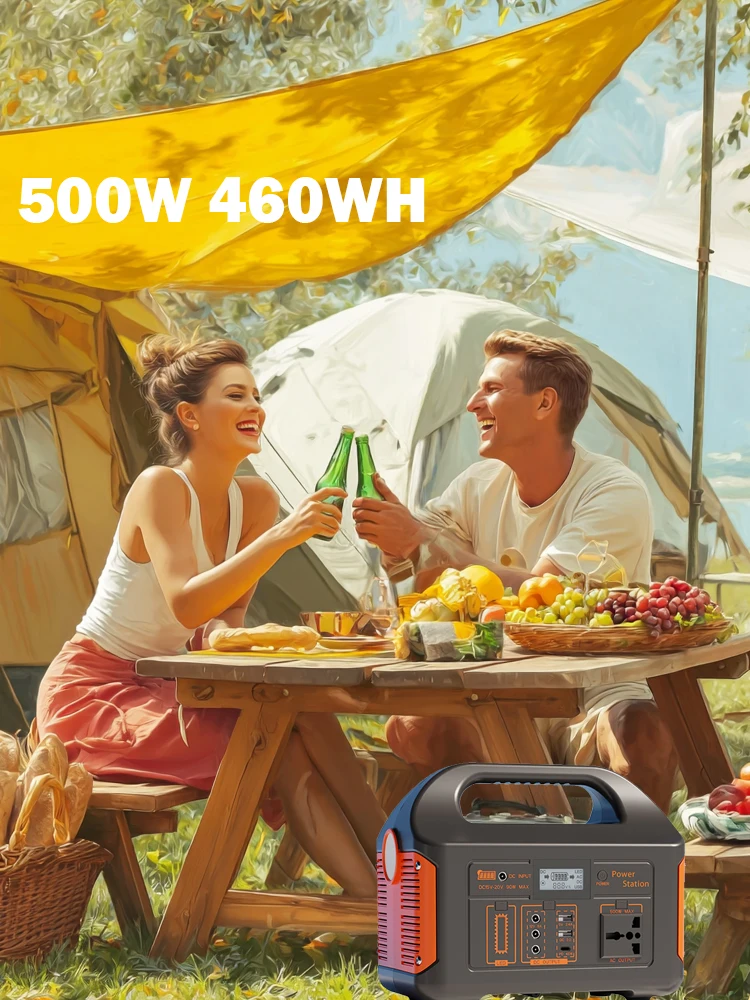 Gaiaray Draagbare Powerstation 500W Zonnegenerator LiFePo4 Batterijen 220V 460Wh Energieopslag voor Buitenactiviteiten, Kamperen en Campers - afbeelding 2