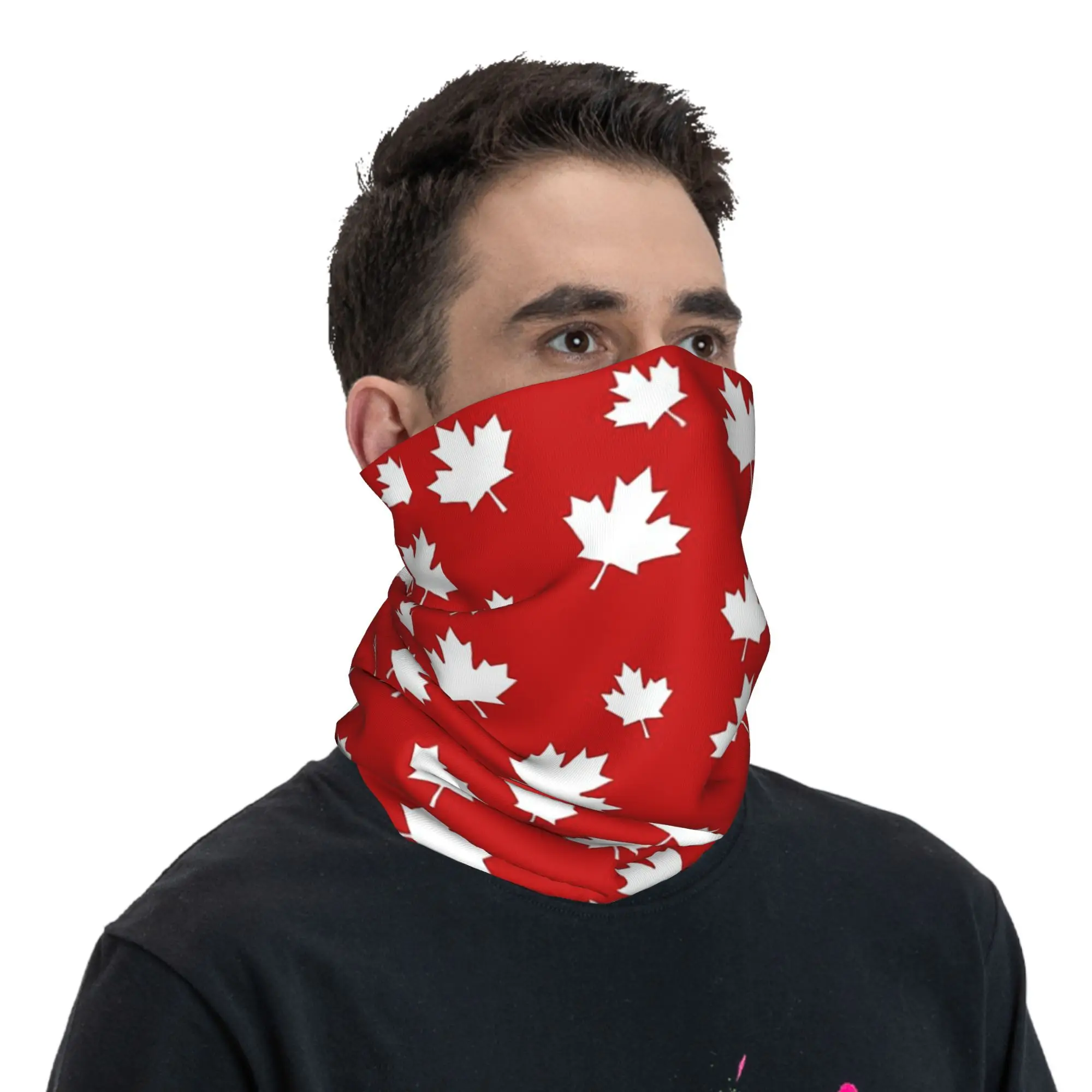 カナダメープルリーフ旗バンダナネックゲートルプリントマジックスカーフ多機能サイクリングスカーフアウトドアスポーツ男性女性大人