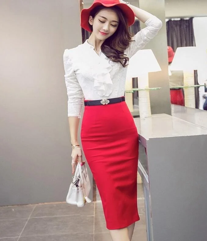 New Women's Long Professional Skirt high Waist After The Split Slim Package Hip One Step Skirt S-5XL image 5