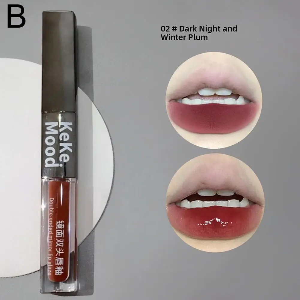 Brilho labial de ponta dupla, brilho labial fosco, sexy, líquido de água, à prova d'água, cosmético duradouro, batom coreano, maquiagem, matiz labial longo c6x9