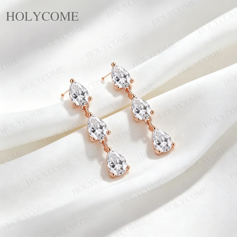 4x6mm Voll-Moissanit Tropfen-Ohrringe für Damen GRA-Zertifiziert 925 Sterling Silber 3-Stein Hängende Diamant-Ohrringe Jubiläumsgeschenke – Detail 8