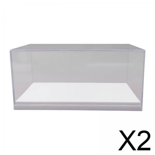 

2x1:64 Toy Cars Showcase Display Stand for Souvenirs Statue Protection Storage white