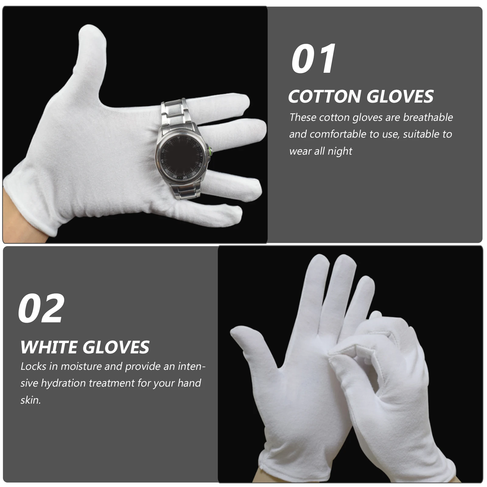 

15Pairs Moisturizing Cotton Gloves Breathable White Cotton Gloves for Dry Cracked Hands Intensive Hydration Overnight Spa Hand