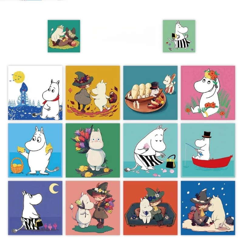 500PCS Moomin Anime Cartoon Avatar Cute Little Elf Creative Handbook Roll Stickers view 3