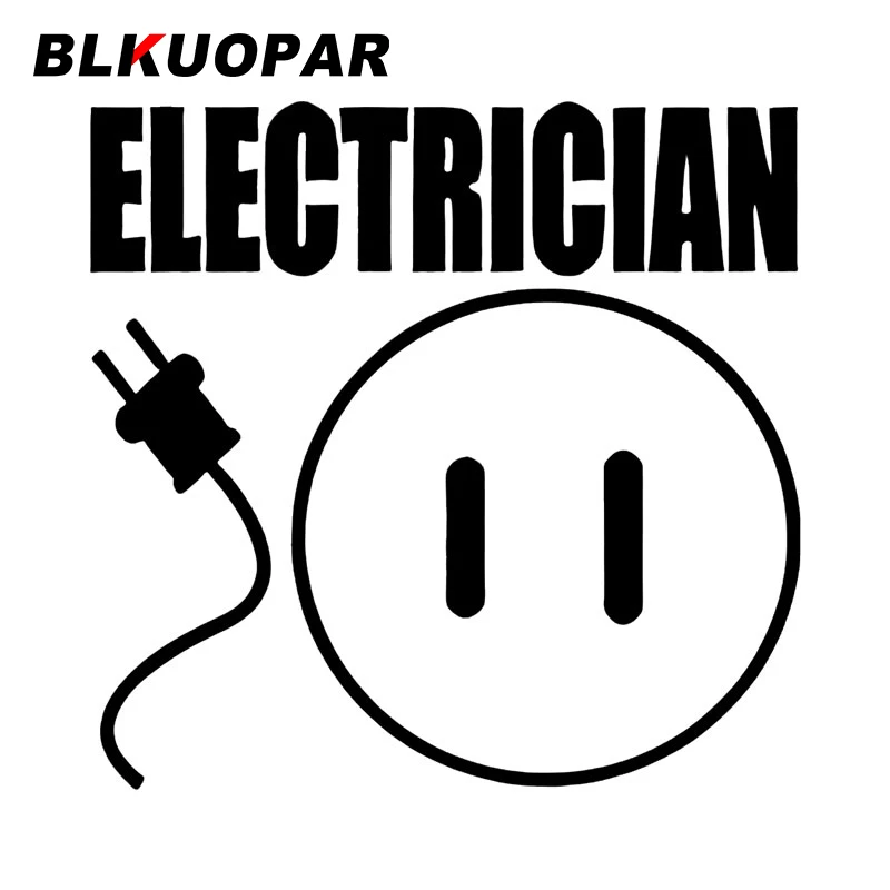 BLKUOPAR Electrician Electric Outlet Plug Car Sticker Vinyl Decals Waterproof Die Cut Air Conditioner Refrigerator Accessories