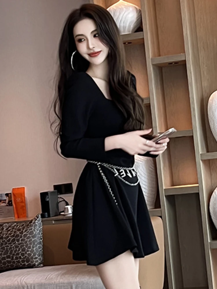 Mùa Xuân Mới Thu Hợp Thời Trang Nữ Dạ Hội Sang Trọng Retro Gợi Cảm Thấp Cắt Mỏng Mini Áo Đảng Áo Co Giãn Mujer "Vestidos fiesta