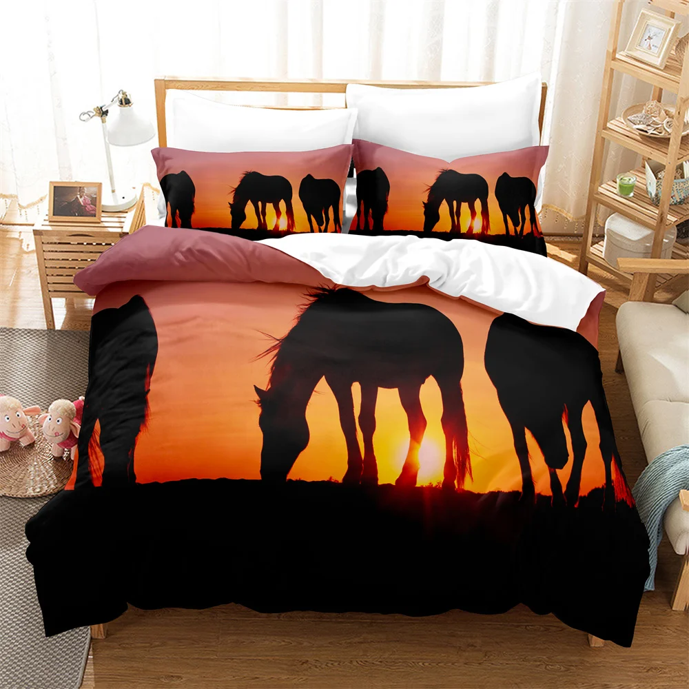 

Horse eating grass 3D Digital Bedding Set,Duvet Cover + Pillowcase,Popular Style 2/3 pcs.(No padding No sheet) queen bedding set