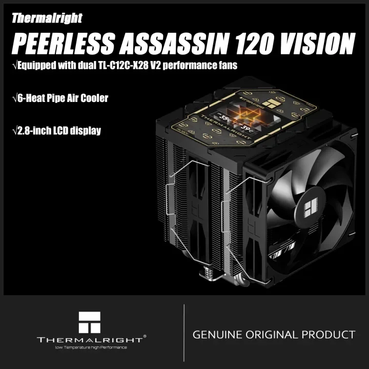 Thermalright Peerless Assassin 120 VISION ARGB BLACK AGHP GEN5.0 2.8-inch LCD Display 6 Heat Pipes CPU Cooler