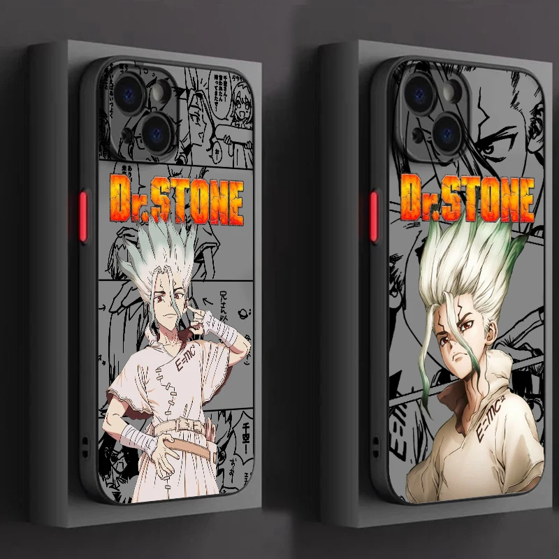 D-Dr.STONE Anime Cool Frosted Translucent For Apple iPhone 16 15 14 13 12 11 XS XR X Pro Max Plus Mini TPU Phone Case