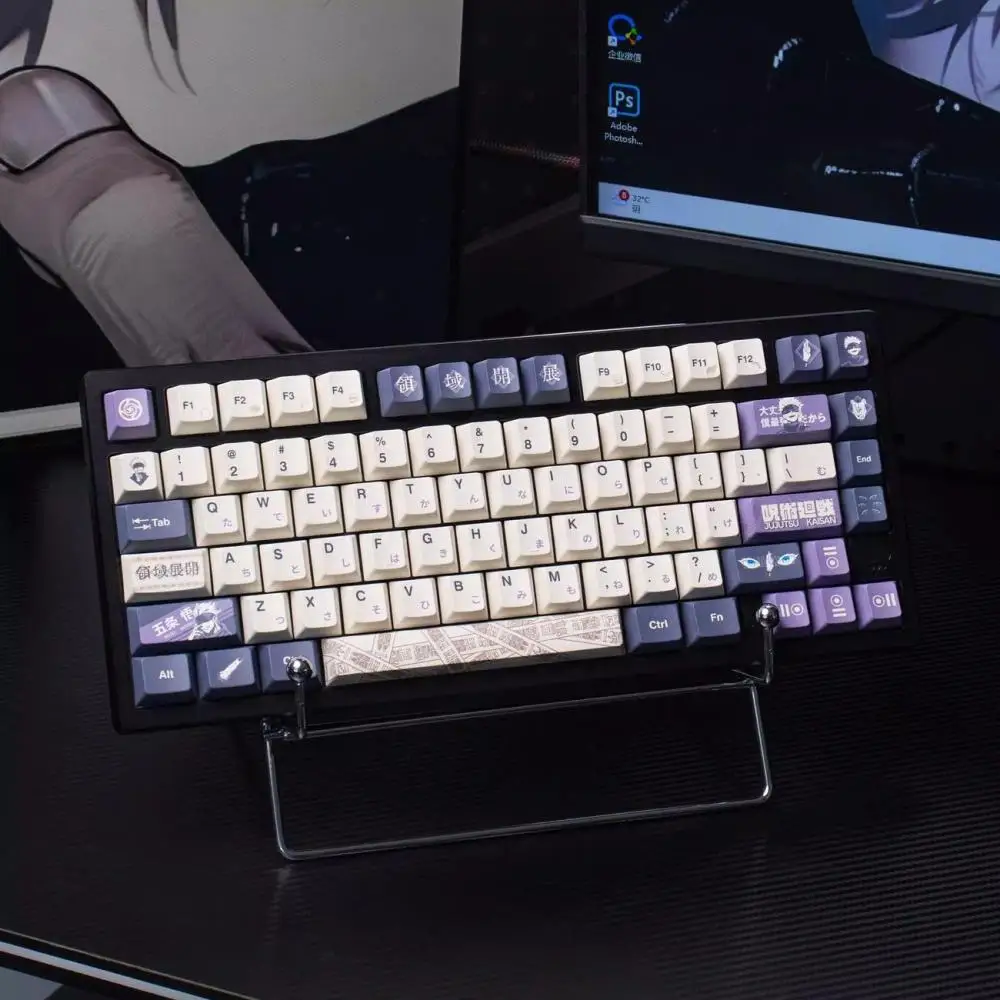 Jujutsu Kaisen Gojo Satoru Keycap Set 5-Side Dye-Sublimation PBT OEM Profile for 61/68/75/87/104 Mechanical Keyboards Gift