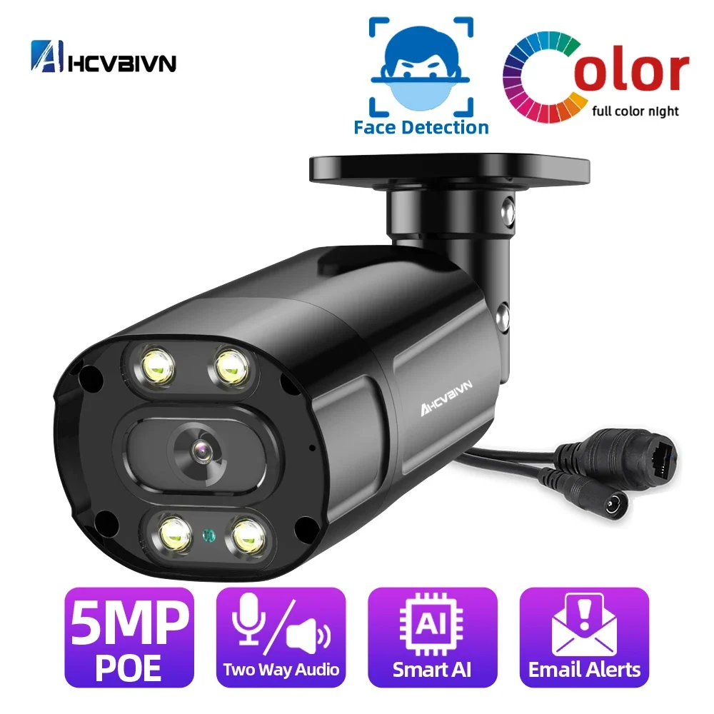 HD 4K 8MP IP Camera Color Night Vision 5MP POE CCTV Security Cameras Outdoor Waterproof 2 Way Audio Video Surveillance System