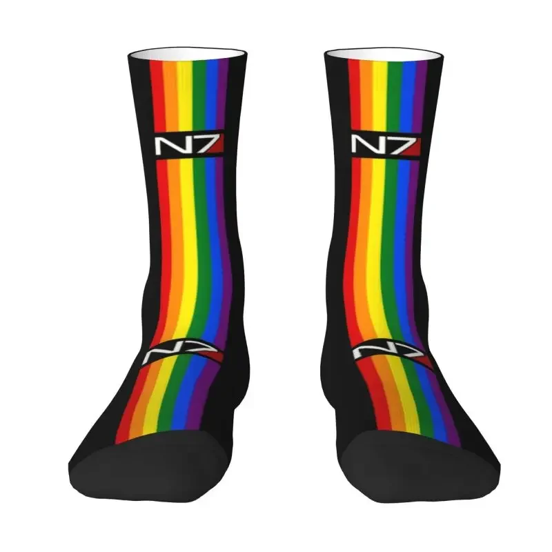 

N7 Gay Pride Lgbt Logo Dress Socks Mens Womens Warm Fashion Alliance Video Game Mass Effect Crew Socks