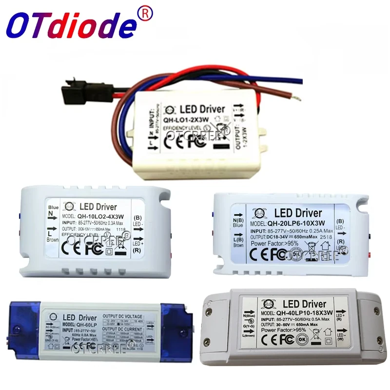 Yüksek PF sabit akım led sürücü 600mA 3W 10W 20W 30W 40W 50W 60W1-2x3w 6-10x3w 10-18x3w 18-30x3W lamba Aydınlatma Transformers