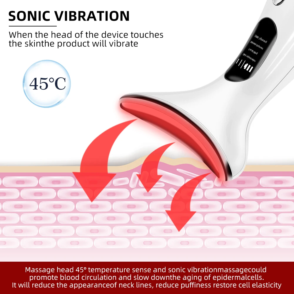 EMS Microcurrent Beauty Neck Face Device LED Photon Firming Rejuvenation Anti Wrinkle Thin Double Chin Skin Care Facial Massager