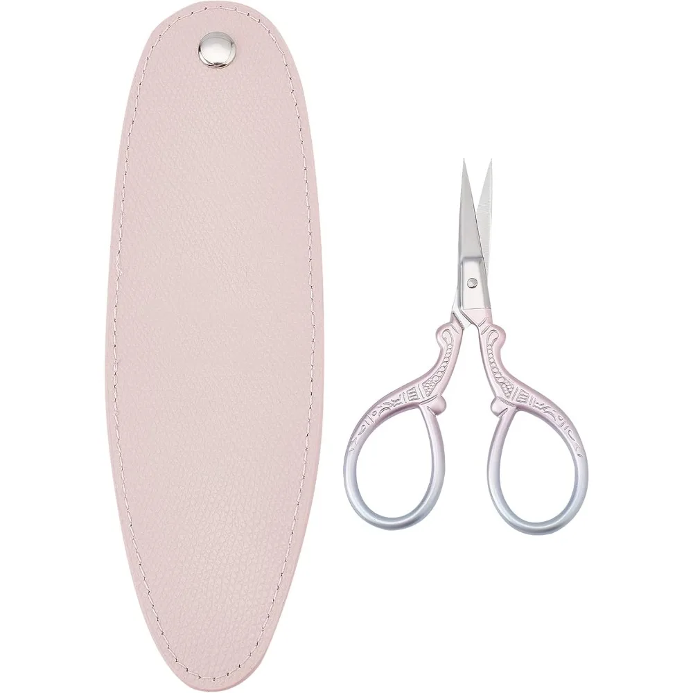 1 Set 3.7Inch Stainless Steel Sewing Scissors Embroidery Scissors with Cover Artificial Leather Sheath Tools Sharp making kit