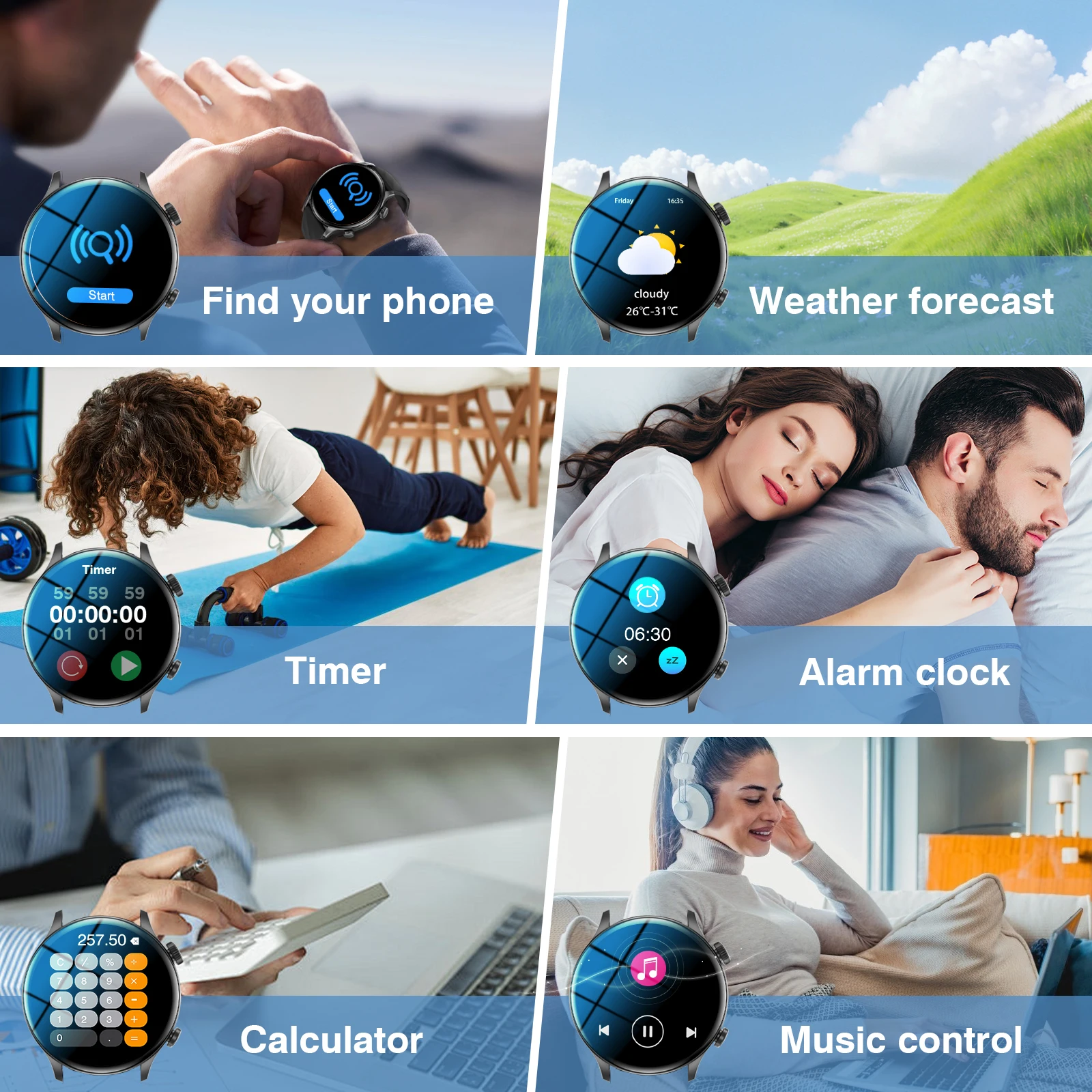 ساعة ذكية رياضية خارجية، تذكير بالمعلومات، مكالمات لاسلكية، ساعة رياضية متعددة الوظائف للرجال والنساء