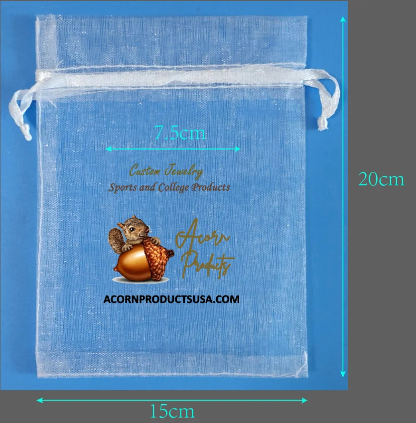 2000 Pieces 10x15cm + 2000 Pieces 15x20cm White Organza Bags Hot Printing With Multi-colors Logo Custom-made