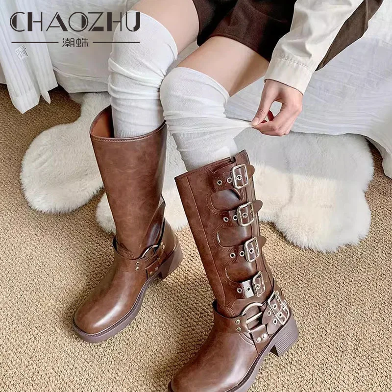 Chaozhu-女性のための膝のハイストッキング、ルーズソックス、ブーツウエハース、モノクロストッキング、ロングスタッキング、スタッキングアクセサリー、秋冬ファッション