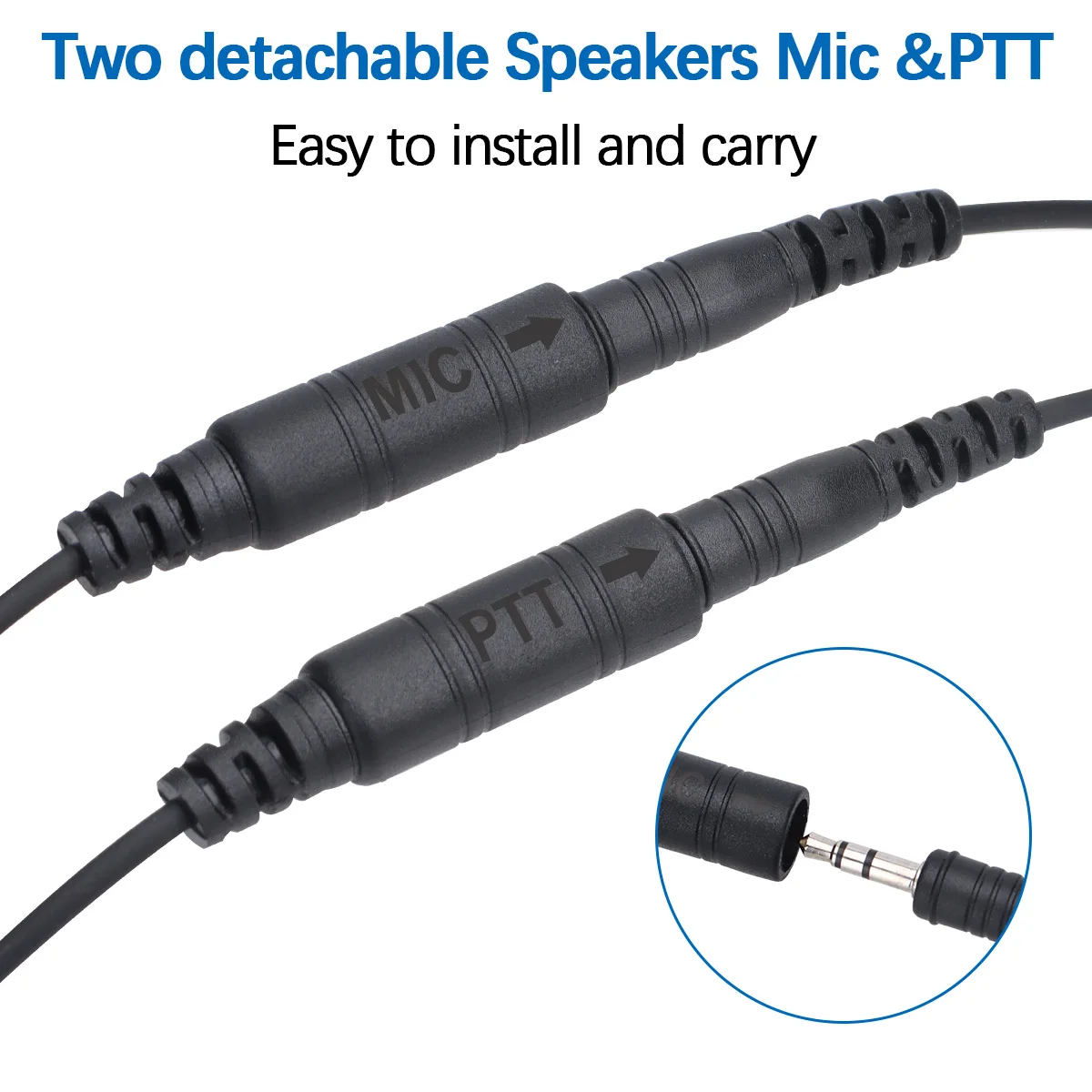 Headset Helm Sepeda Motor ABBREE 2-Pin Earpiece Radio Dua Arah dengan PTT Jari dan Mic untuk Baofeng UV-5R UV-32 AR-152 BF-888S