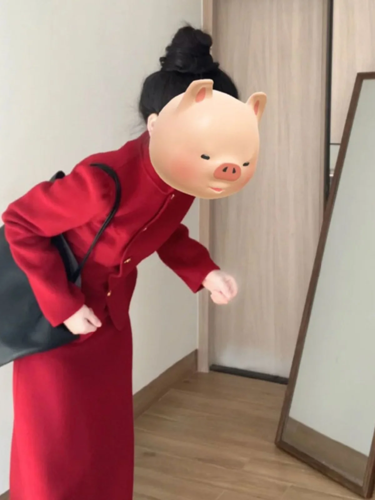 

Red Wedding Engagement Two-Piece Set Chinese National Style Comfortable Cotton Formal Occasion High-Quality Elegant Lady