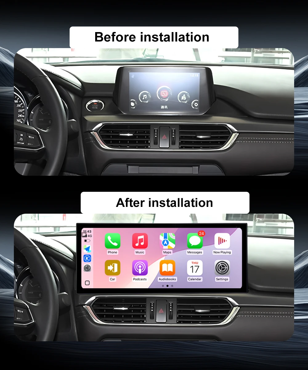 Car Radio Multimedia For Mazda ATENZA 2017- 2019 Ultra thin Host Android 16 Wireless CarPlay Navigation GPS WIFI QLED 2400*900P