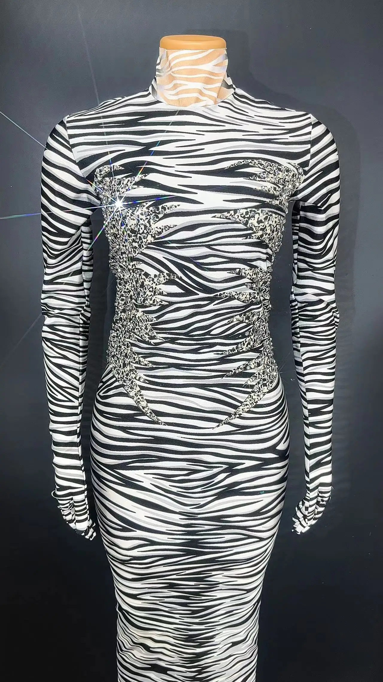 Sexy Latin Club Dance Kleid Backless Lange Hülse Herbst Mesh Bühne Peformance Dancewear Geburtstag Kostüme