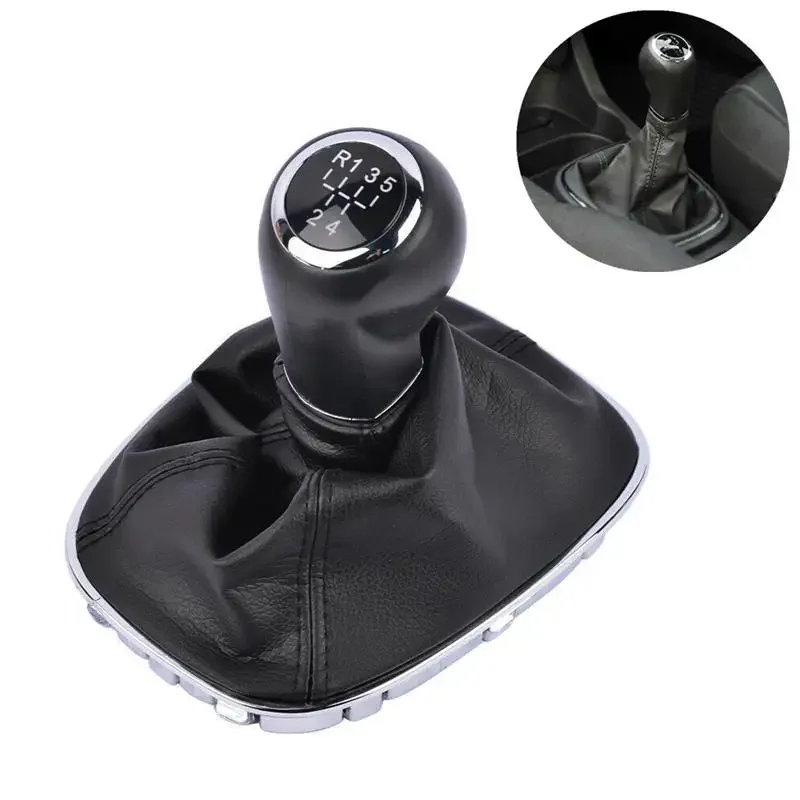 5 Speed Manual Car Gear Shift Knob With Gaitor Boot PU Leather & Plastic Black For Opel Vauxhall Corsa D S07 E X15 Hatchback/Van
