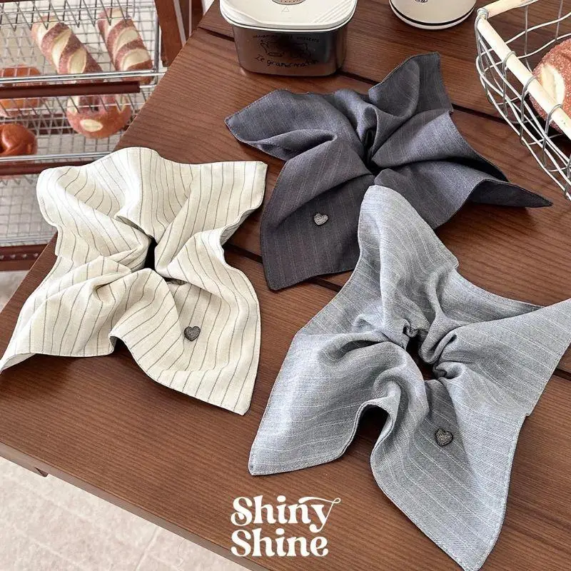 

Niche Retro Striped Fabric Square Hairband Hair Accessories For Women Large Square Scrunchies Hair Rope Elastic Hair Band