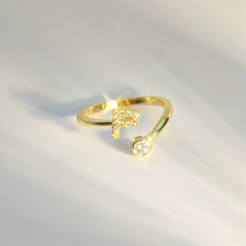 DOREMI Valentine's Day Gifts Trend New Rings Gold Ring for Women A-Z Initial Letter Engagement Jewelry Ring