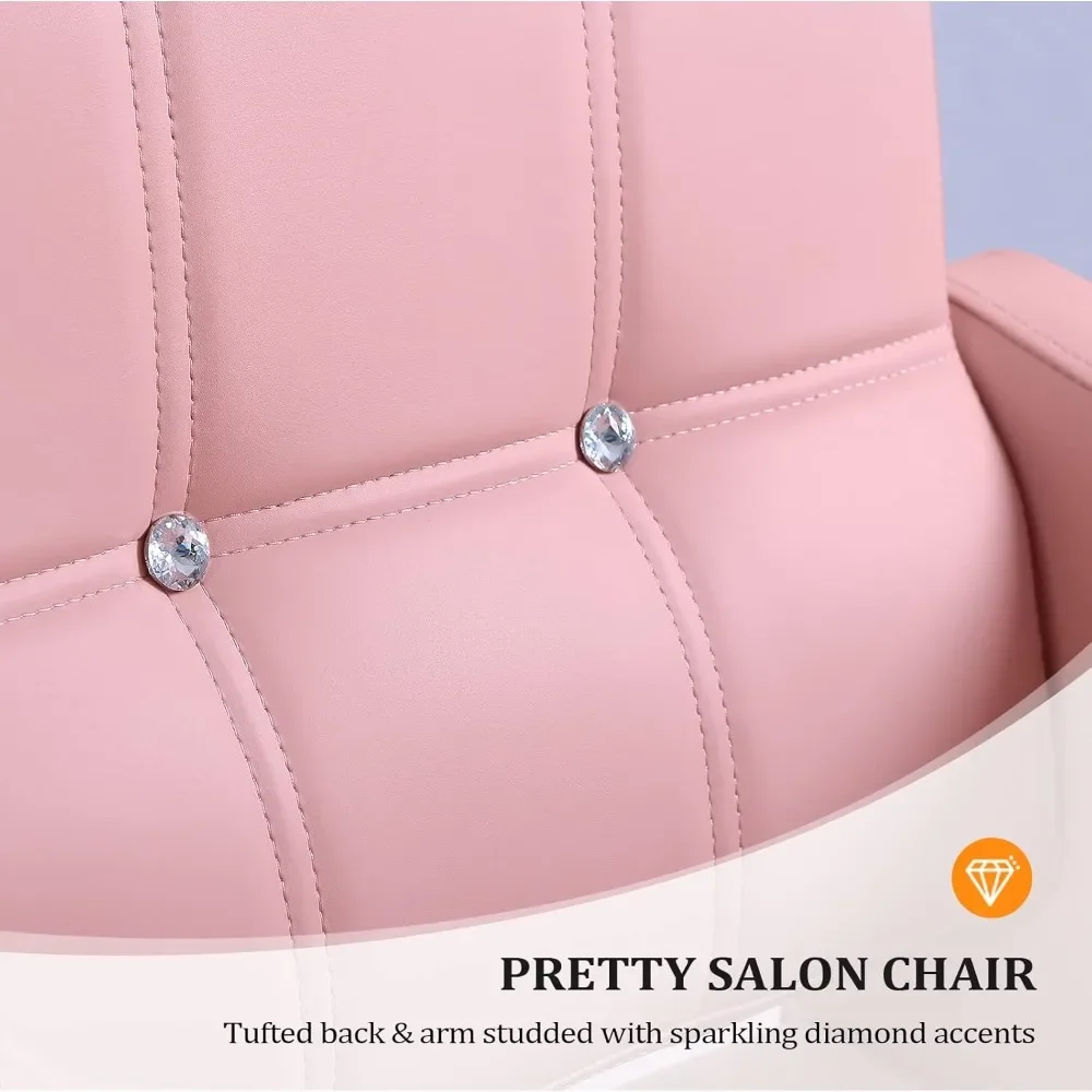 Hair Salon Chair Hydraulic Barber Chair for Home Barbershop Pink, Braiding Chair for Hair Stylist Heavy Duty