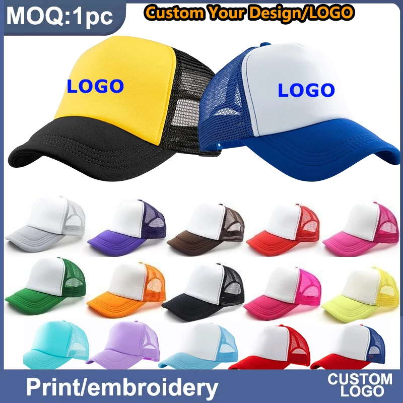 Personalized Logo Trucker Hats Men Women Foam Mesh Hats Sports Team Baseball Caps Custom Logo Sun Hat Snapback Adult Gorras Caps