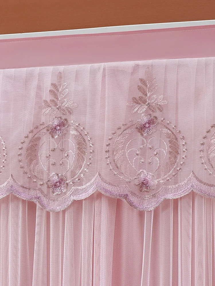 Double Layer Lace Door Curtain Stretch Rod Magic Tape Home Use Mosquito Proof Privacy Protection Anti Peeping No Punching Needed