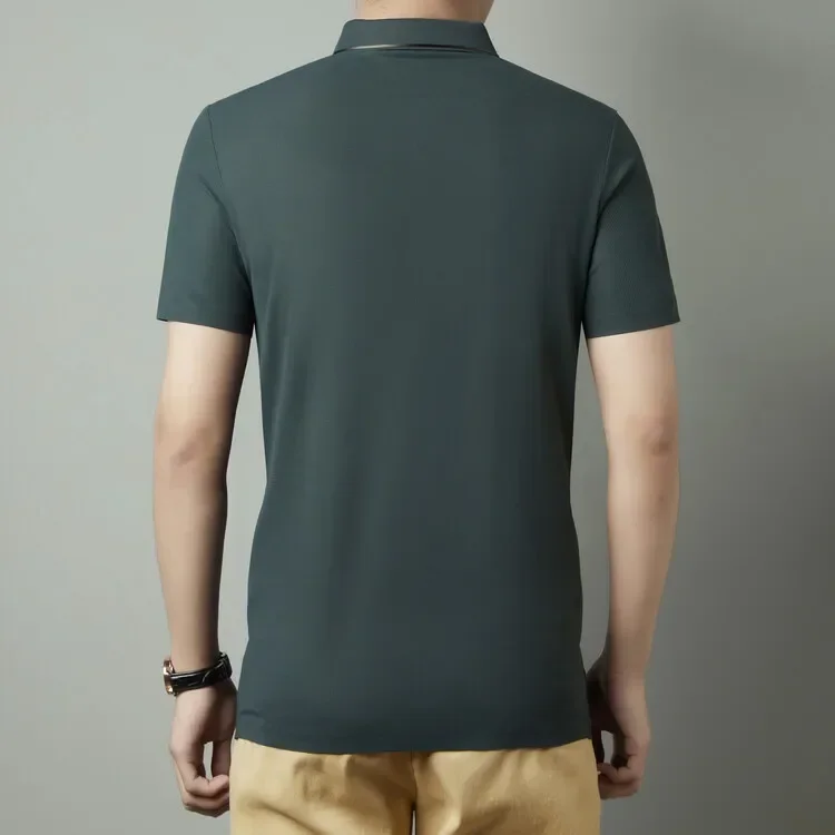 Neues Herren-Poloshirt Nahtlos Premium Luxuriöser Cooler Stoff Business Casual Golf Slim Fit Bluse Kragen T-Shirt – Detail 12