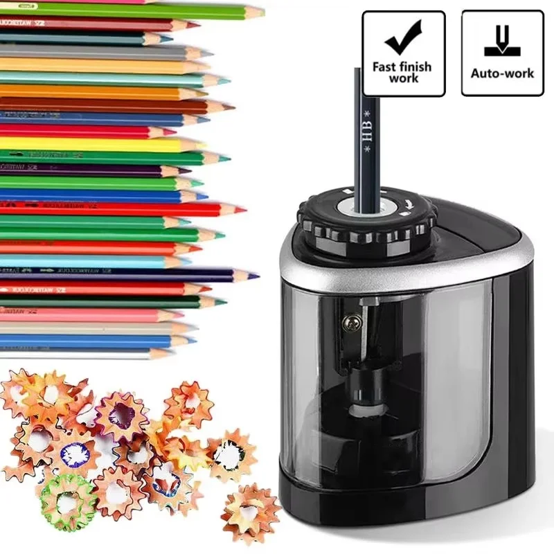 Sacapuntas automático de escritorio, sacapuntas eléctrico de 6-8mm, silencioso, rápido y seguro para estudiantes, escuela, oficina, suministros de papelería fáciles de usar