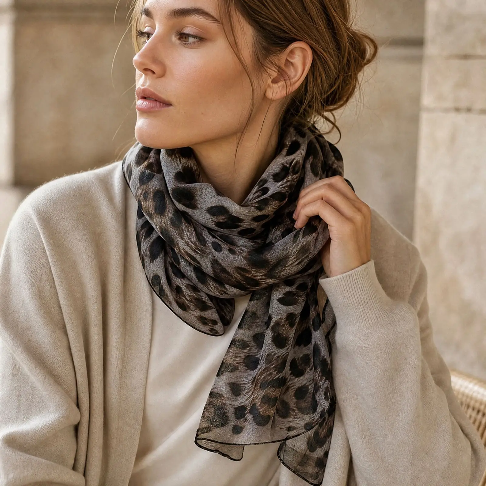 Wild Elegance Scarf Leopard Print Versatile Women Fashion Long Shawl Wild Elegance Scarf Versatile Soft Neck Accessory Wrap 2026