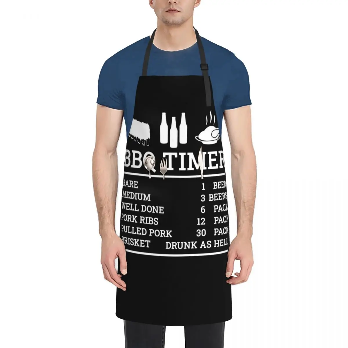 

BBQ Timer, Beef and Beer, Rare - Medium - Well - Brisket Barbecue Lover Apron cook wear Hairdressing japanese woman Apron