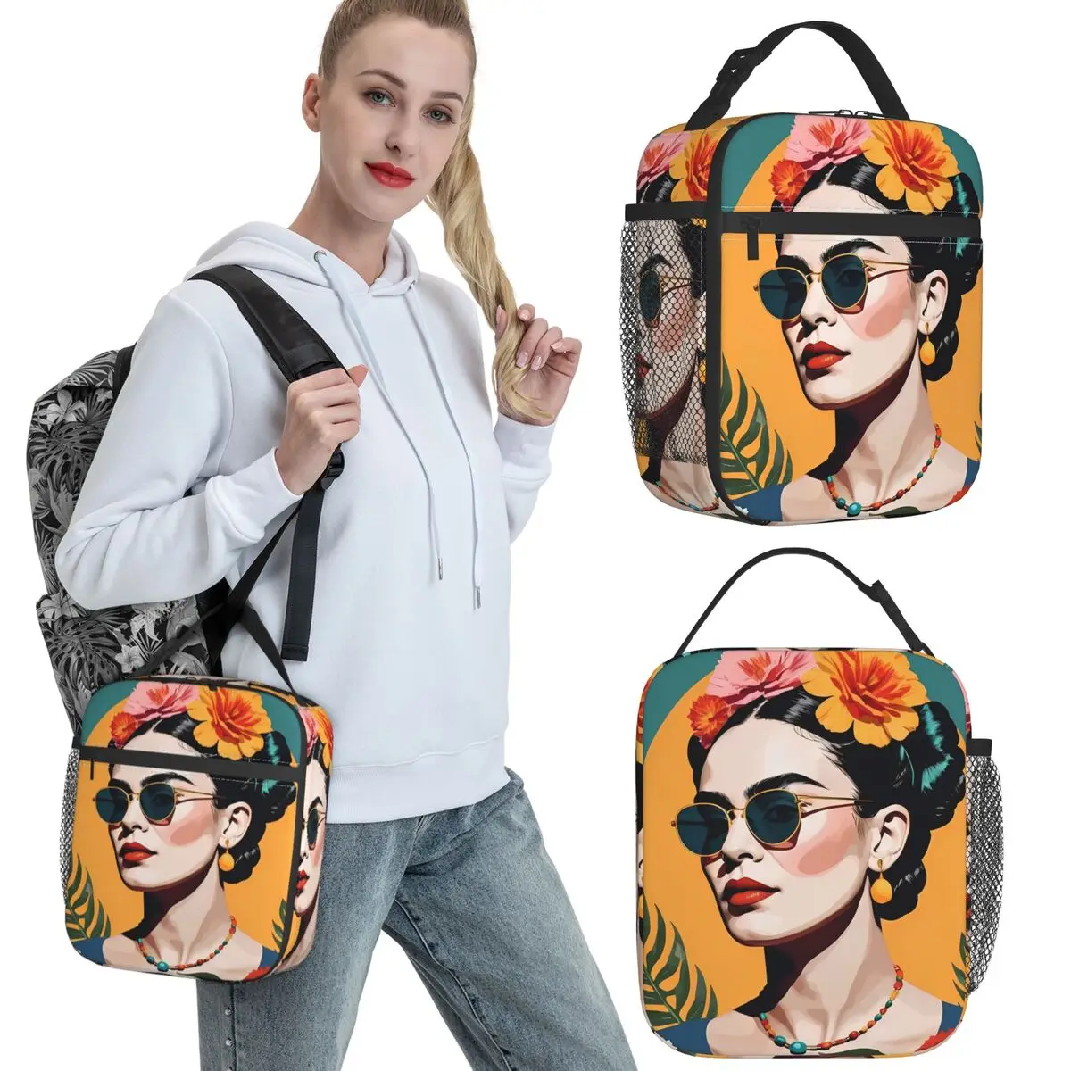 

Fridaes Kahloes Insulated Lunch Bags Food Container Bags Portable Cooler Thermal Lunch Boxes For Work